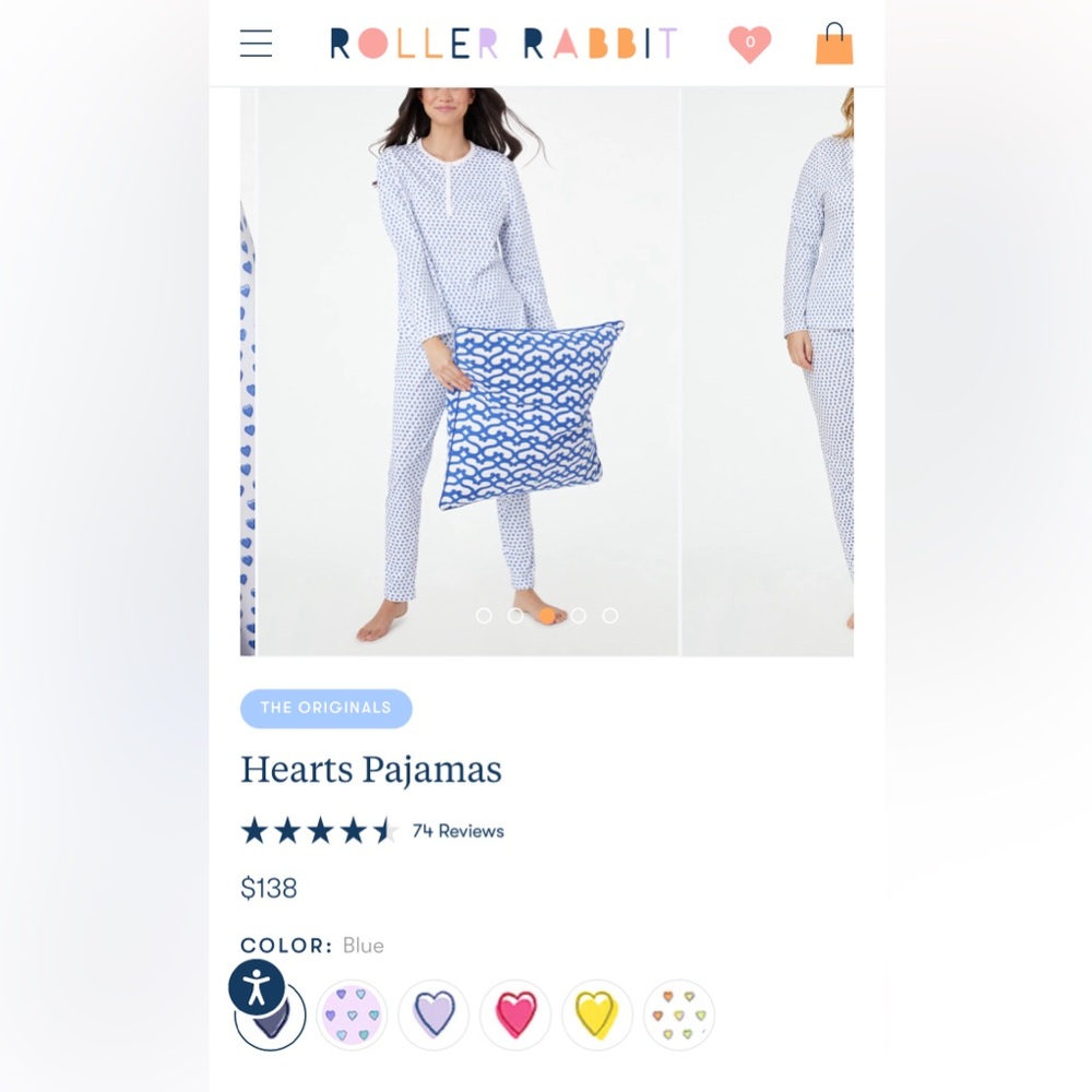 Roller Rabbit Blue Heart Pajamas - SMALL like new